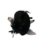 Black Fascinator Hat Feather Mesh Headband Cocktail Wedding Hair Accessory - $17.10