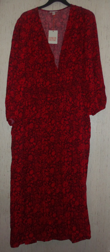 NWT WOMENS KNOX ROSE W/ RED FLORAL PRINT MAXI DRESS  SIZE 3X - $32.68