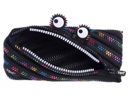 Zipit Special Edition Monster Pencil Makeup Pouch Black And Rainbow - $18.70