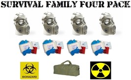 Family Survival 4 Pack - Czech M10 Gas Masks - Hi-Risk Disease Kits and Bag NEW - £234.84 GBP