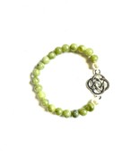 Women's Bracelet China Jade with Dara Celtic Knot, Stretchy - $18.99