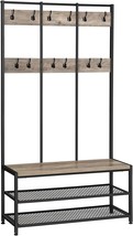 Vasagle Large Coat Rack Stand, Coat Tree With 12 Hooks And Shoe Bench In - $155.99