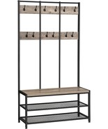 Vasagle Large Coat Rack Stand, Coat Tree With 12 Hooks And Shoe Bench In - £122.66 GBP