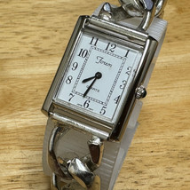 Vintage Forem Quartz Watch Unisex Silver White Rectangle Chain Analog Ne... - £25.41 GBP