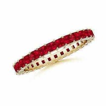 ANGARA Shared Prong Set Square Ruby Eternity Band in 14K Solid Gold - £918.67 GBP
