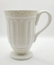 Lenox Butler&#39;s Pantry Footed Pedestal Latte Coffee Mug Large Heavy Cup Scrolled - £11.21 GBP