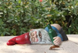 Mr Gnome Passed Out Drunk Bottom&#39;s Up Bare Buttocks Holding Booze Figurine - $30.99