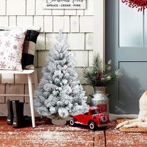 3FT Flocked Christmas Tree: Snowy Tabletop w/ Pine Cones &amp; Berries - $54.99