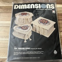 Vintage Dimensions Needlepoint &amp; Crewel Tiny Treasure Boxes 2155 1980 New Sealed - £16.69 GBP