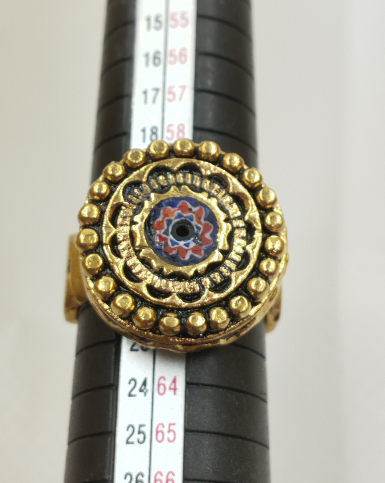 Vintage Berber Bronze Ring – Handmade Tribal Chevron Bead Design – Unique Item image 5