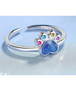 Opal paw print sterling silver toe ring - $282.73 MXN
