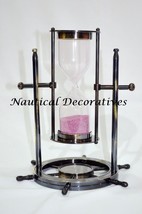 Compass Sand timer Clock Hourglass Brass Nautical Marine Antique Desk Decor - £28.19 GBP