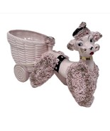 LEFTON Pink Spaghetti POODLE &amp; Cart Planter Gold Accent Big Eyes 50s Kit... - $39.90