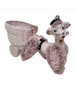 LEFTON Pink Spaghetti POODLE &amp; Cart Planter Gold Accent Big Eyes 50s Kit... - £31.38 GBP