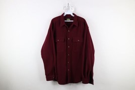 Vintage 90s Cabelas Mens XL Fleece Collared Button Shirt Burgundy Polyester USA - £43.07 GBP