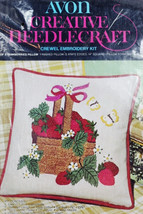 Avon Creative Needlecraft Basket of Strawberries Pillow Crewel Embroider... - £11.62 GBP