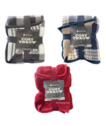 NEW Oversized COZY Throw Super Soft Cuddly Reversible Warm Sherpa Blanket  - £39.95 GBP