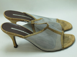 Donald J Pilner Brown Mesh Leather Open Toe Sandal Mules Size 9 Excellen... - $37.62