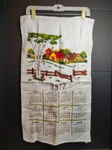 1977 Vintage Fabric Wall Hanging Calendar Hand Embroidery Farm House Linen - £11.01 GBP