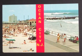 Crowded Beach Boardwalk Ocean City New Jersey Split View NJ UNP Postcard c1970s - £6.28 GBP