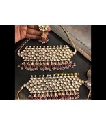 VeroniQ Trends-Designer Choker Kundan Necklace with Pink Faux Gems,Polki  - £134.32 GBP