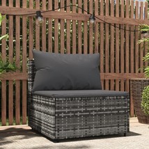 vidaXL Patio Middle Sofa Grey PE rattan, powder-coated steel, fabric - $219.59 CAD