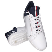 NWT TOMMY HILFIGER MSRP $124.99 MEN&#39;S WHITE LEATHER MID TOP SNEAKERS SIZ... - £40.11 GBP