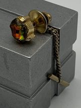 Vintage Tie Tack Dante Gem Stone Chain Gold Tone - $9.90