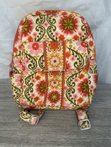 Vera Bradley Pink Floral Quilted Backpack 9&quot; x 12&quot; Magnetic Snap Flap Pocket - £21.57 GBP