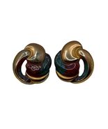 Vintage Don Lin Earrings Pierced Gold Tone Enamel Statement Jewelry 1980... - $255.00 MXN