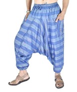 Mens Women Cotton Stripe Harem Pants Pockets Yoga Trousers Hippie - $616.20 MXN