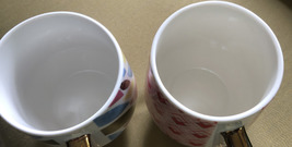 Two (2) large volume angular design mugs with gold handles image 4