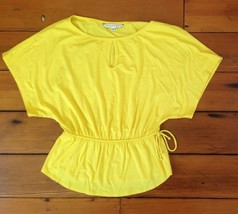Trina Turk Yellow USA Made Viscose Rayon Womens Blouse Lagenlook Top Shi... - $29.99