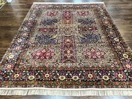Kirman Lavar Rug 8x9 Antique Carpet Colorful 1920s Handmade Wool Rug 200 KPSI - £7,784.92 GBP