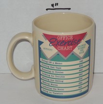 Vintage 1987 Hallmark Office Exercise Chart Calories Burned Funny Coffee Mug Cup - £7.49 GBP