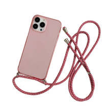 Anymob iPhone Case Pink Transparent Candy Color Crossbody Necklace Lanyard - £18.14 GBP