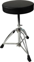 Drum Throne Chrome Double Braced Adjustable Round Swivel Seat Stool - £46.89 GBP