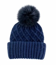 Mitchie&#39;s Matchings knit hat with fur pom in Navy - size One Size - $50.49