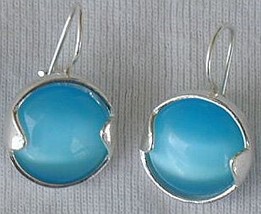 Round light blue earrings - £18.50 GBP