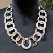 Women Fashion Stainless Steel Multi Circle Link Collar Necklace w/ Lobster Clasp - £22.21 GBP