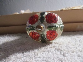 Vintage Rose Flower Basket Christmas Tree Blown Glass Ornament 2.75&#39;&#39; - £19.34 GBP