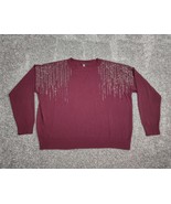 Milano Sweater Women Medium Red Maroon Soft Fabric Crystal Embellished P... - £10.20 GBP