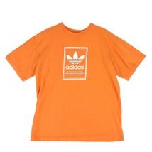 Vintage Adidas Men&#39;s L White Logo Orange T-Shirt, Streetwear Sporty - £15.41 GBP