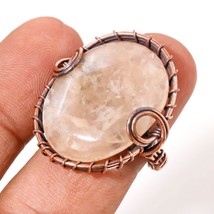 Rose Quartz Gemstone Handmade Fashion Copper Wire Wrap Ring Jewelry 9.50&quot; SA 90 - £5.20 GBP
