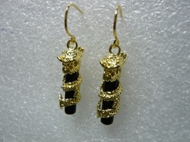 fine Pair of charm black agate dragon earring 18 KGP free shipping - £7.98 GBP