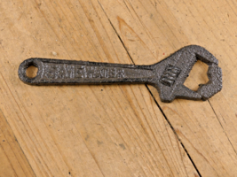 Cast Iron Wrench Bottle Opener Hand Held Save Water Beer Pop Soda Bar De... - $11.99