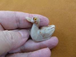 (Y-DUC-13) gray DUCK bird stone soapstone CARVING PERU I love water fowl... - $8.59