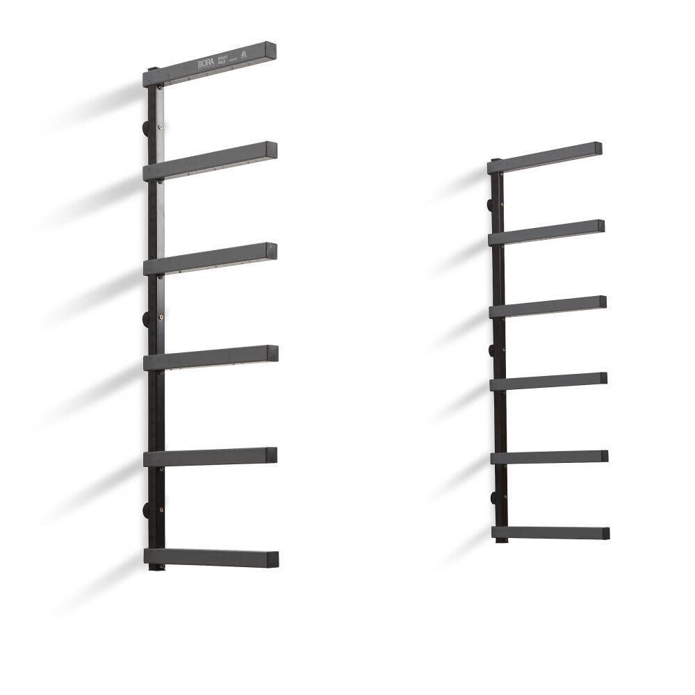 Wood Rack 6 Tier Wall Mounted Gray/Black