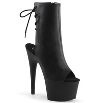 PLEASER Sexy 7&quot; Heel Matte Black Platform Stripper Ankle Boots ADO1018/BPU/M - £66.40 GBP