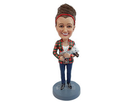 Custom Bobblehead Nice lady holding a cute little goat with nice boots - Leisure - £70.57 GBP